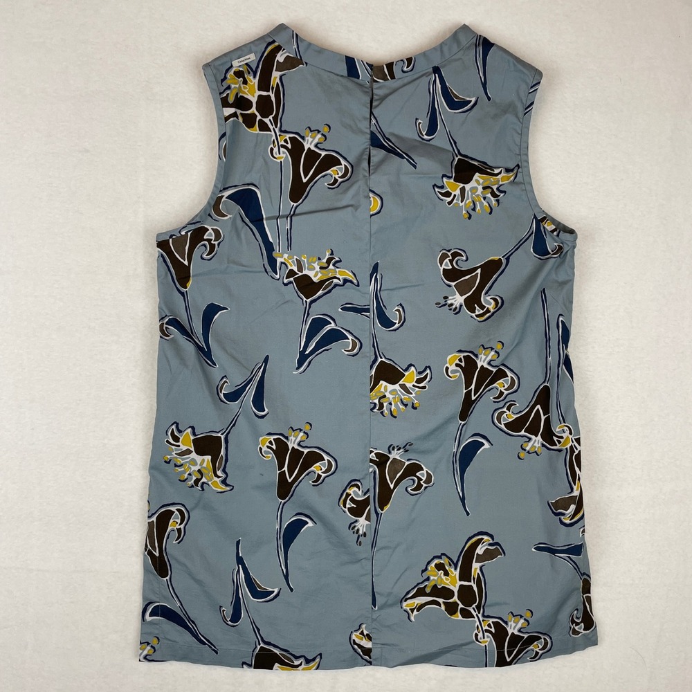 S Max Mara Blue Floral Lily Sleeveless Cotton Top 916103926 Size 10 US - Picture 2 of 6